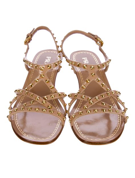 prada logo thong sandal|Prada studded pony skin sandals.